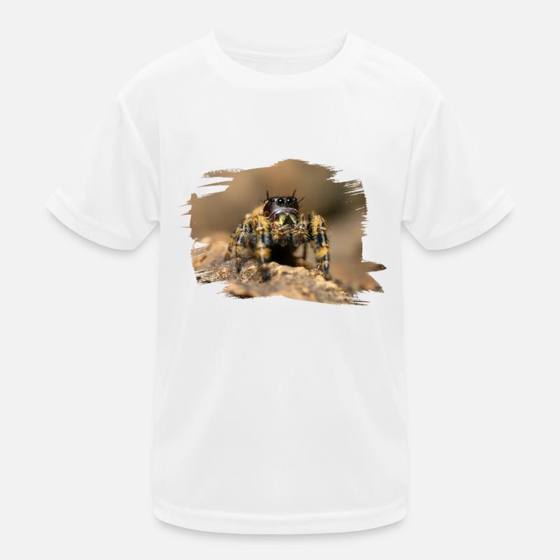 phidippus otiosus jumping spider, spring spinne - Kinder Funktions-T-Shirt - Weiß