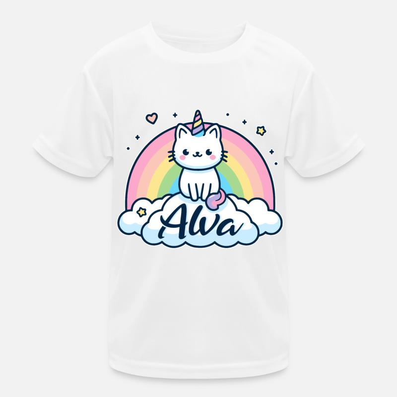 Alva Nom Prénom Licorne Chat T-shirt sport Enfant