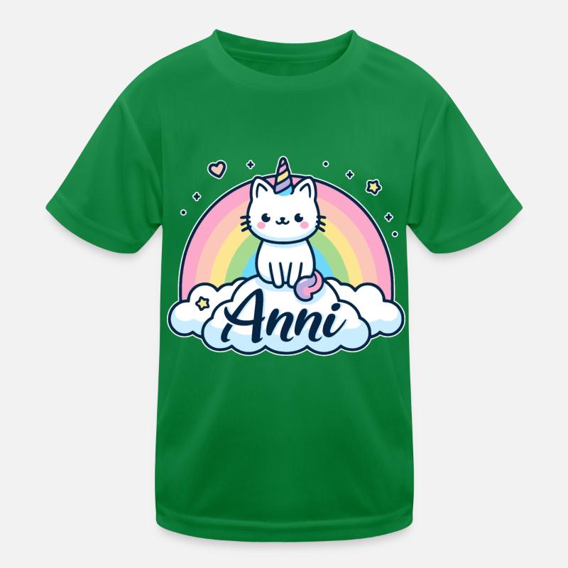 Anni Nom Prénom Chat licorne T-shirt sport Enfant