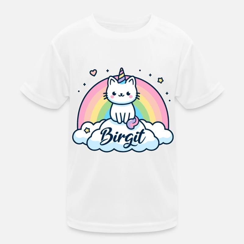 Birgit Nom Prénom Licorne Chat T-shirt sport Enfant