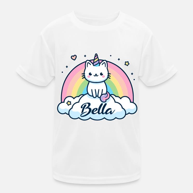 Bella Nom Prénom Licorne Chat T-shirt sport Enfant