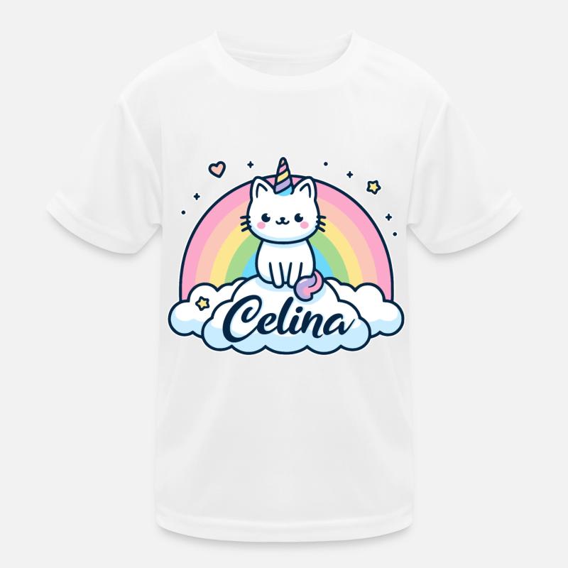 Celina Nom Prénom Licorne Chat T-shirt sport Enfant
