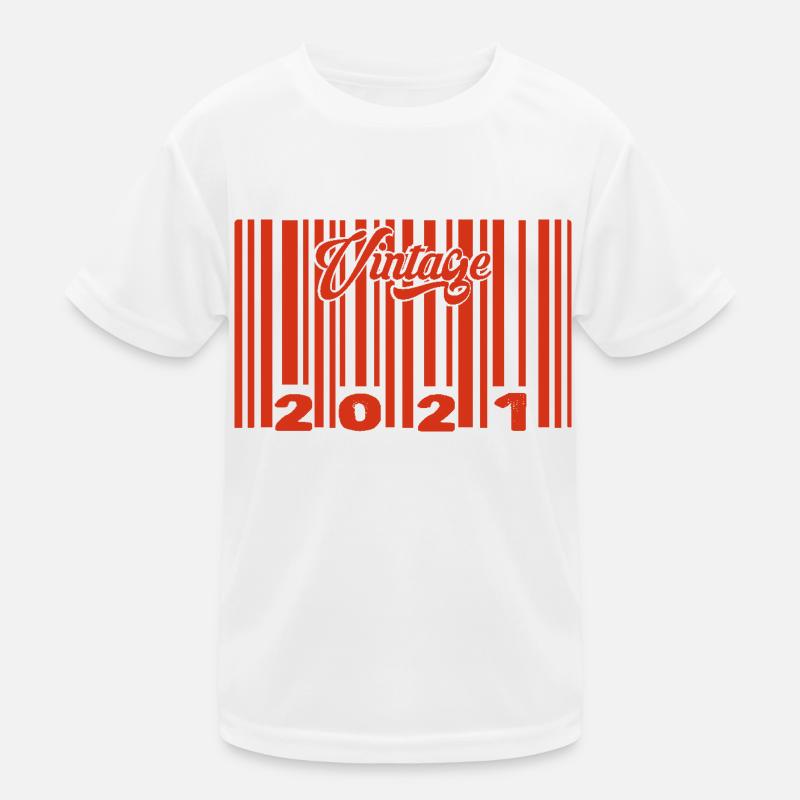 Vintage 2021 born in 2021 4 years bar code anniversair Kids Functional T-Shirt