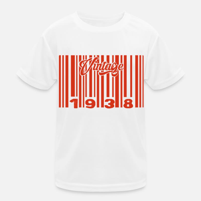 Vintage 1938 Born In 1938 87 Years Bar Code Anniversai Kids Functional T-Shirt