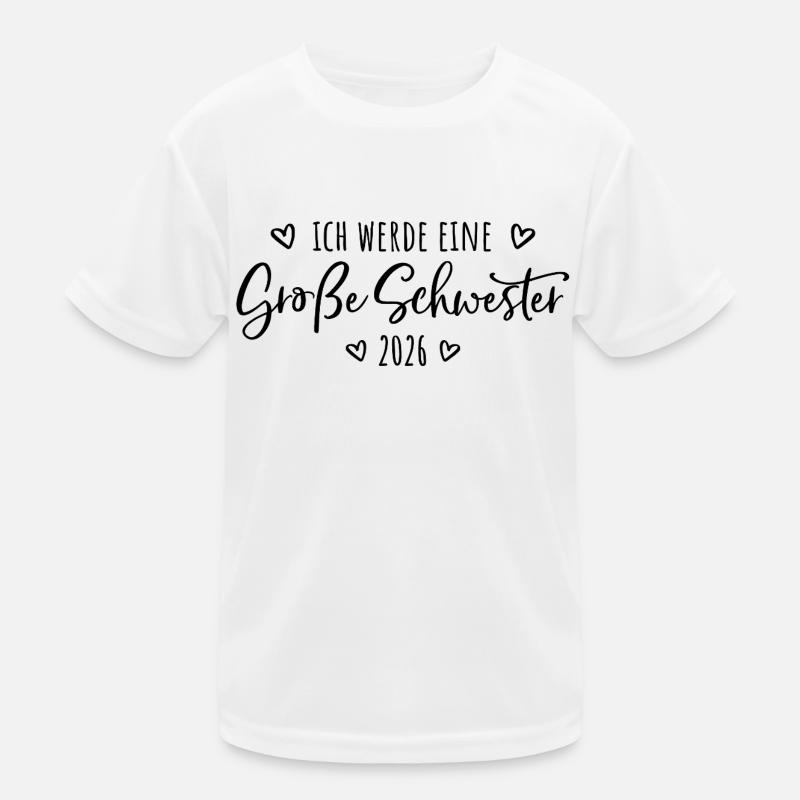 Ich werde eine große Schwester 2026 - Kinder Funktions-T-Shirt - Weiß