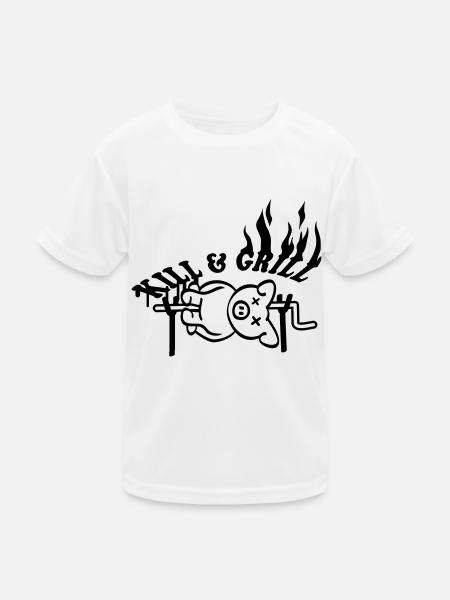 Kill And Grill Pig - Kinder Funktions-T-Shirt - Weiß - Vorne