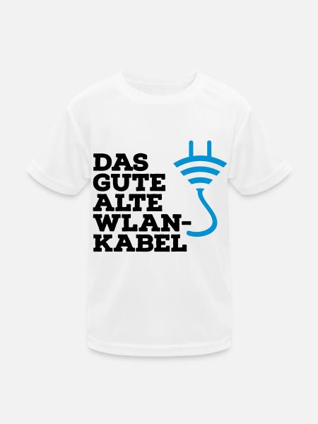 WLAN Kabel Computer Shirt - Kinder Funktions-T-Shirt - Weiß - Vorne