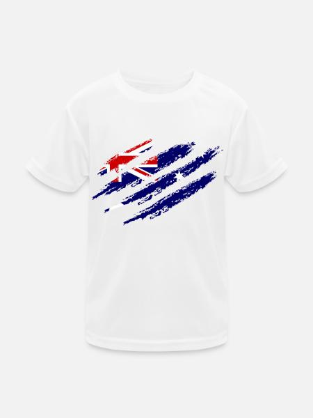Australia Flag Scratch Claws Cut Down Under - Kids Functional T-Shirt - white
