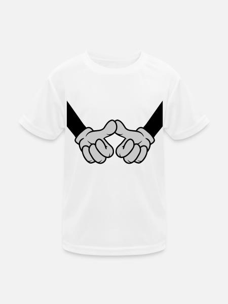 Daumen berühren Begrüßung Freunde - Kinder Funktions-T-Shirt - Weiß - Vorne