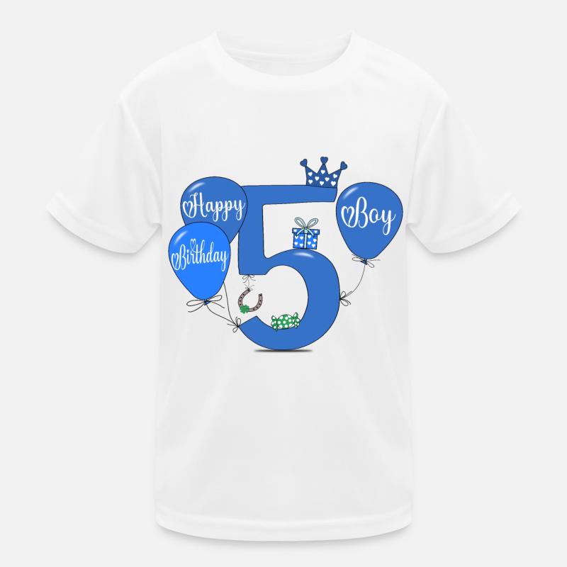 5 Birthday Boy Balloon Kids Functional T-Shirt