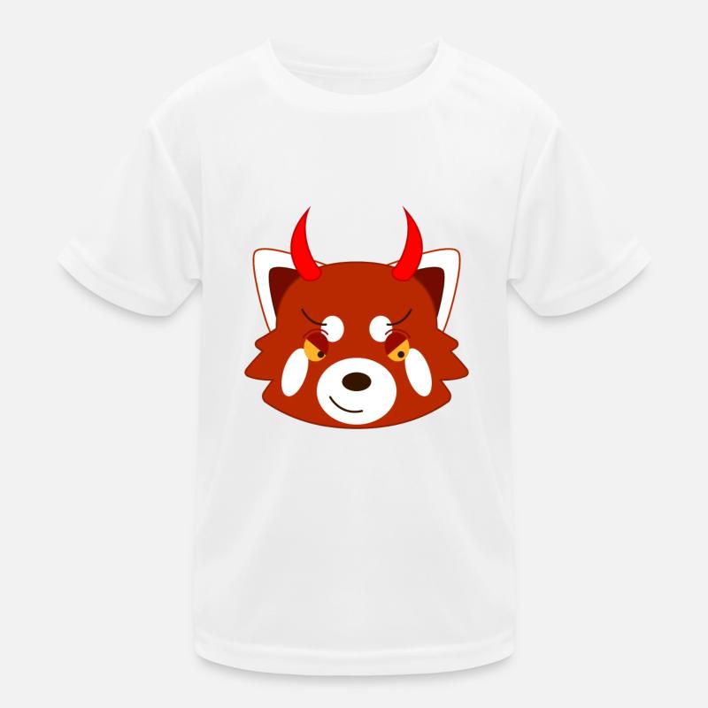 Red panda disguised as a devil for Halloween Kids Functional T-Shirt