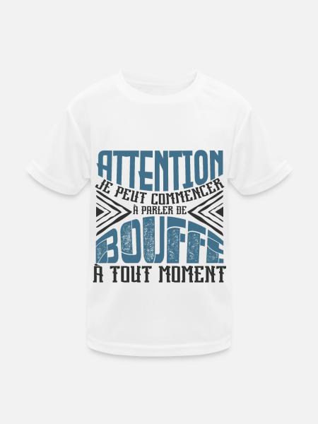 Avertissement, bouffe à tout moment. - T-shirt sport Enfant - blanc - Devant