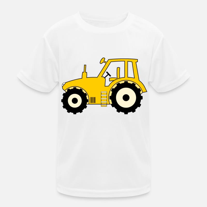 Tractor yellow Kids Functional T-Shirt