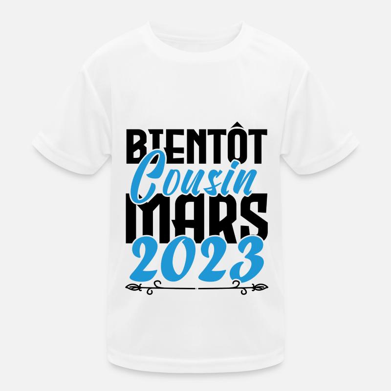 Cadeau Annonce grossesse bientôt Cousin Mars 2023. T-shirt sport Enfant