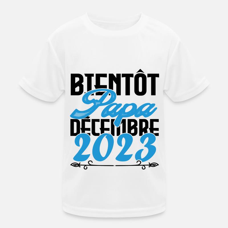 Annonce grossesse. bientôt Papa Décembre 2023. T-shirt sport Enfant