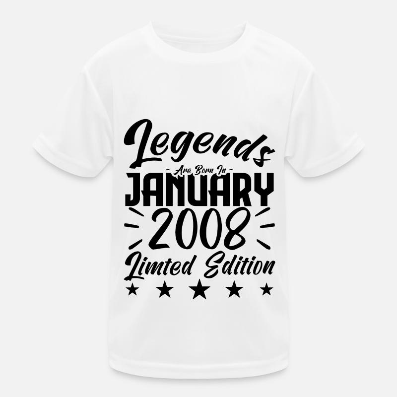 Naissance En Janvier 2008. Cadeau d'anniversaire. T-shirt sport Enfant