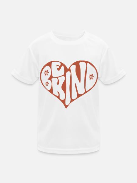 Be Kind Funny Heart - Kinder Funktions-T-Shirt - Weiß