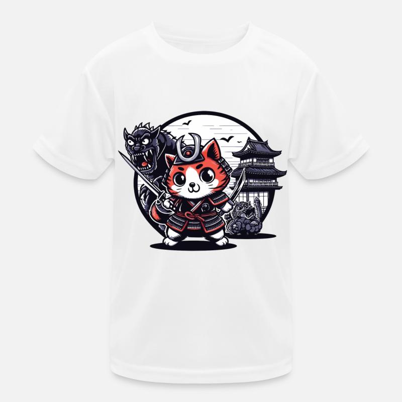 Chat ninja samouraï derrière Monster et Dojo T-shirt sport Enfant