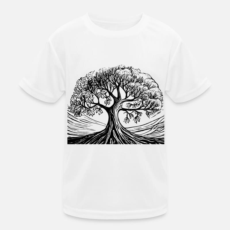 Bonsai forest tree black white Kids Functional T-Shirt