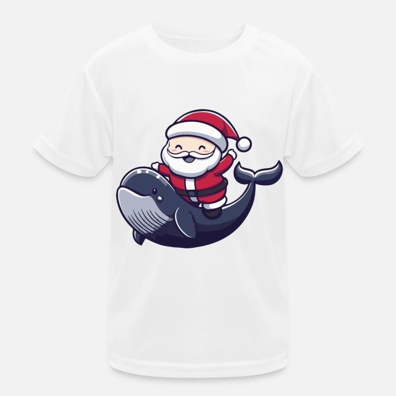Wal Weihnachtsmann - Kinder Funktions-T-Shirt - Weiß