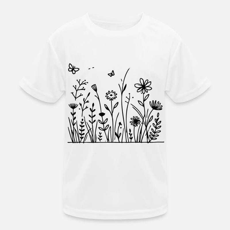 Prairie fleurie avec papillon T-shirt sport Enfant