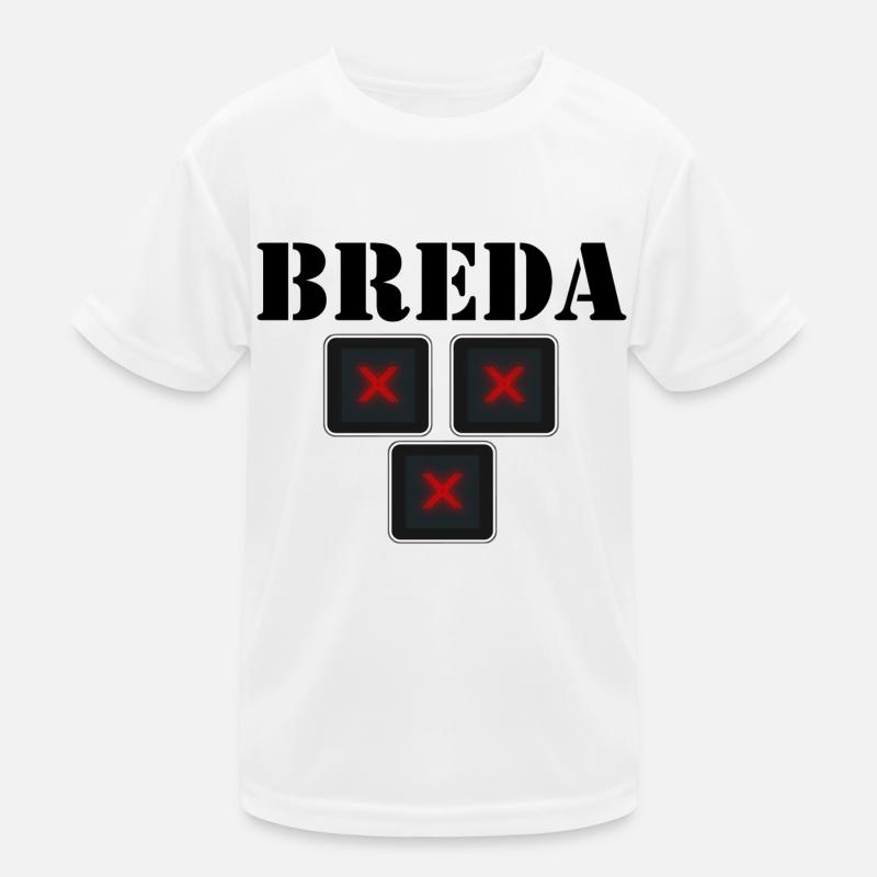 BREDA Text mit roten Straßenkreuzen, breda Noord-Braba Kinder Funktions-T-Shirt