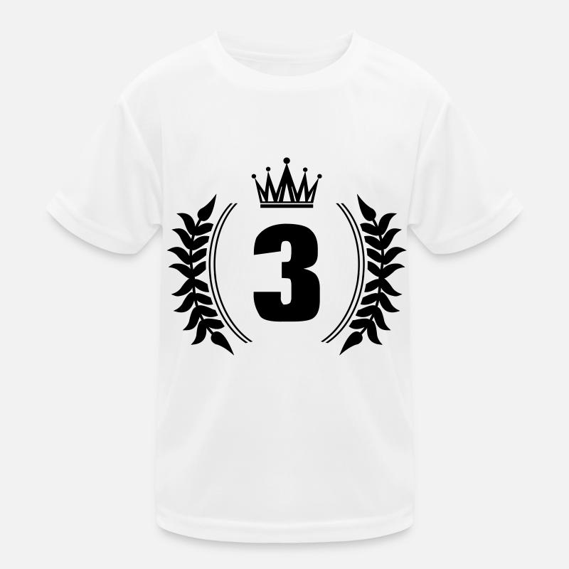 nummer 3 - Kinder Funktions-T-Shirt - Weiß