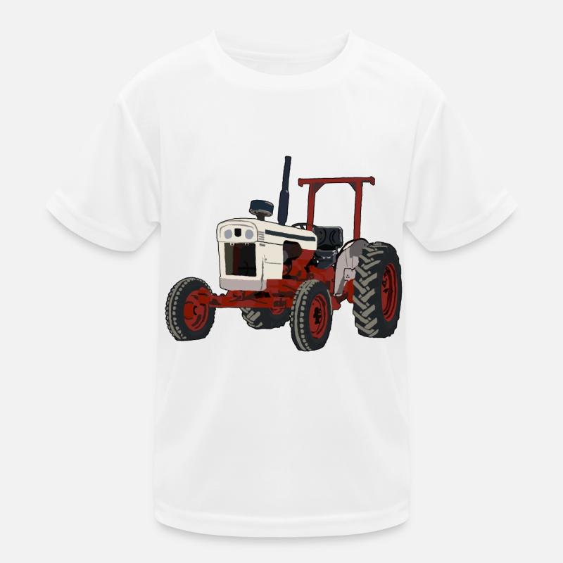 Weisser Traktor Kinder Funktions-T-Shirt