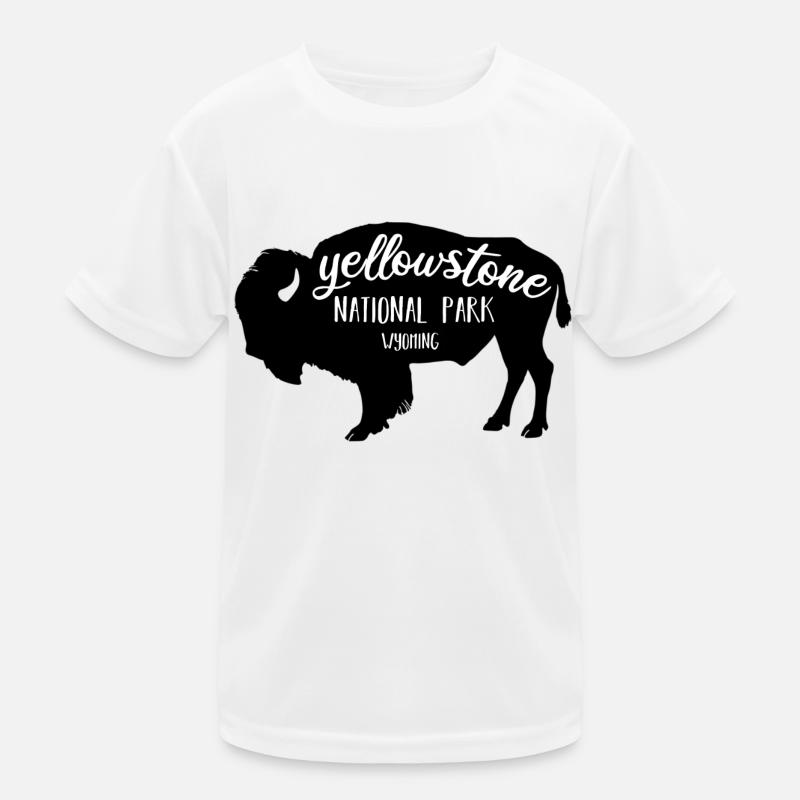Yellowstone NP Bison Farbe schwarz Kinder Funktions-T-Shirt
