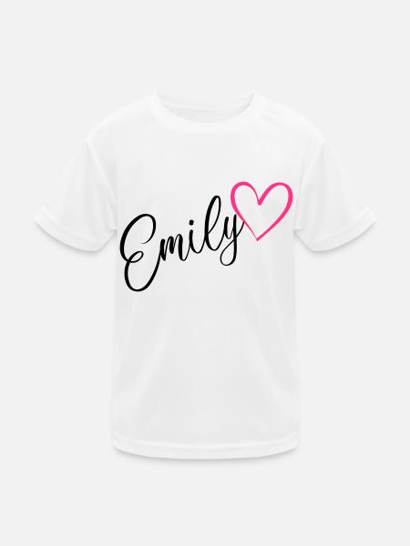 Emily Name Vorname Herz pink - Kinder Funktions-T-Shirt - Weiß