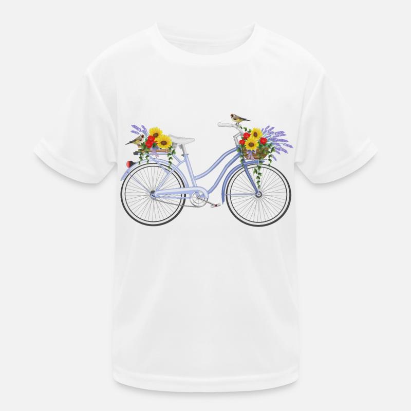 Fahrrad mit Lavendel Kinder Funktions-T-Shirt