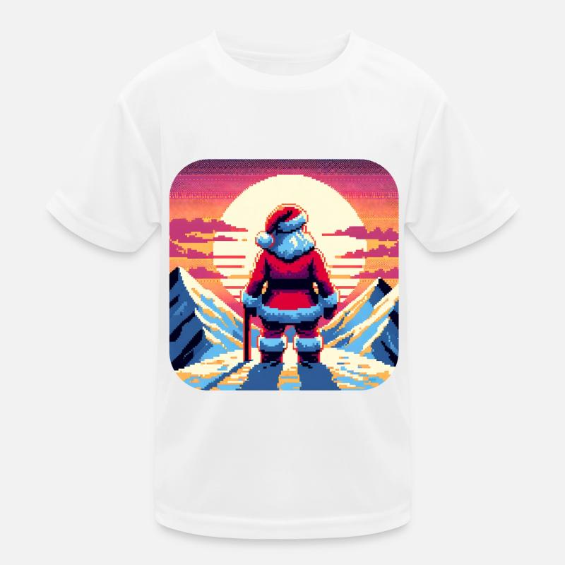 Weihnachtsmann auf dem Berg Kinder Funktions-T-Shirt