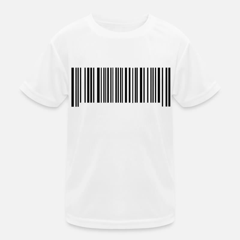 Strichcode - Kinder Funktions-T-Shirt - Weiß