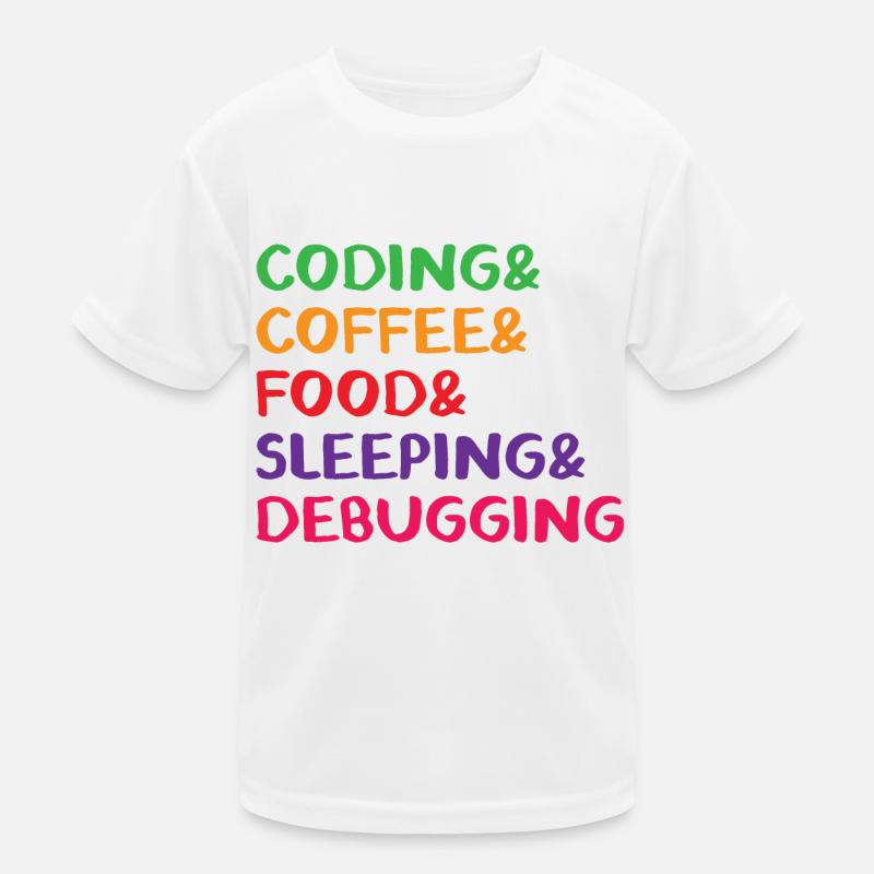 Coding Coffee Food Sleeping Debbuging Programmer C Kinder Funktions-T-Shirt