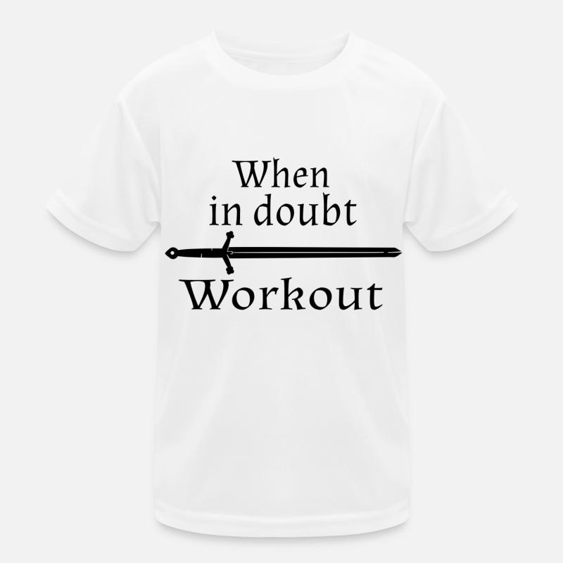 When in doubt work out motto black Kids Functional T-Shirt