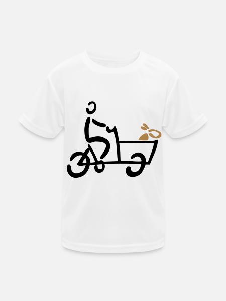 Bakfiets Hund Lastenrad Fahrrad - Kinder Funktions-T-Shirt - Weiß