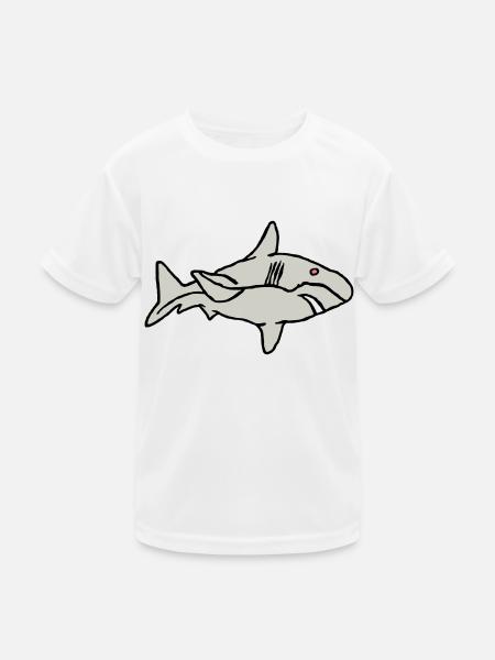 Poisson Requin Prédateur Eau Graffiti Océan - T-shirt sport Enfant - blanc - Devant