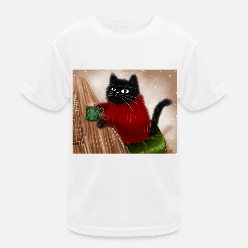 Katze im Pullover - Kinder Funktions-T-Shirt - Weiß
