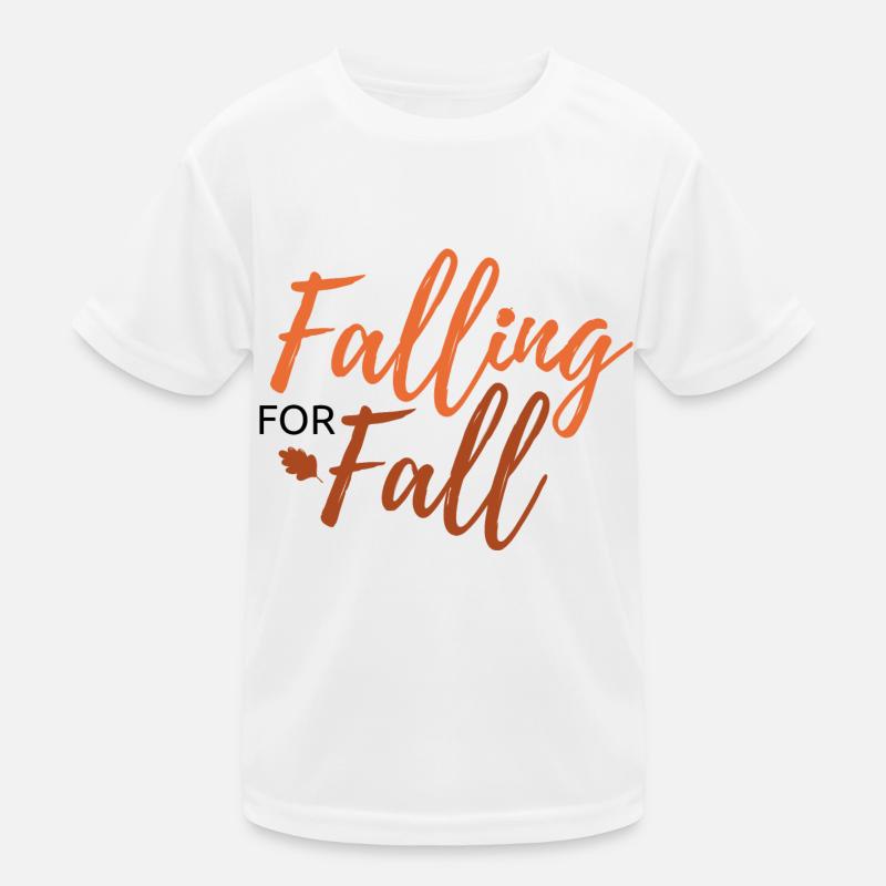 Falling for Fall –Schriftzug Kinder Funktions-T-Shirt