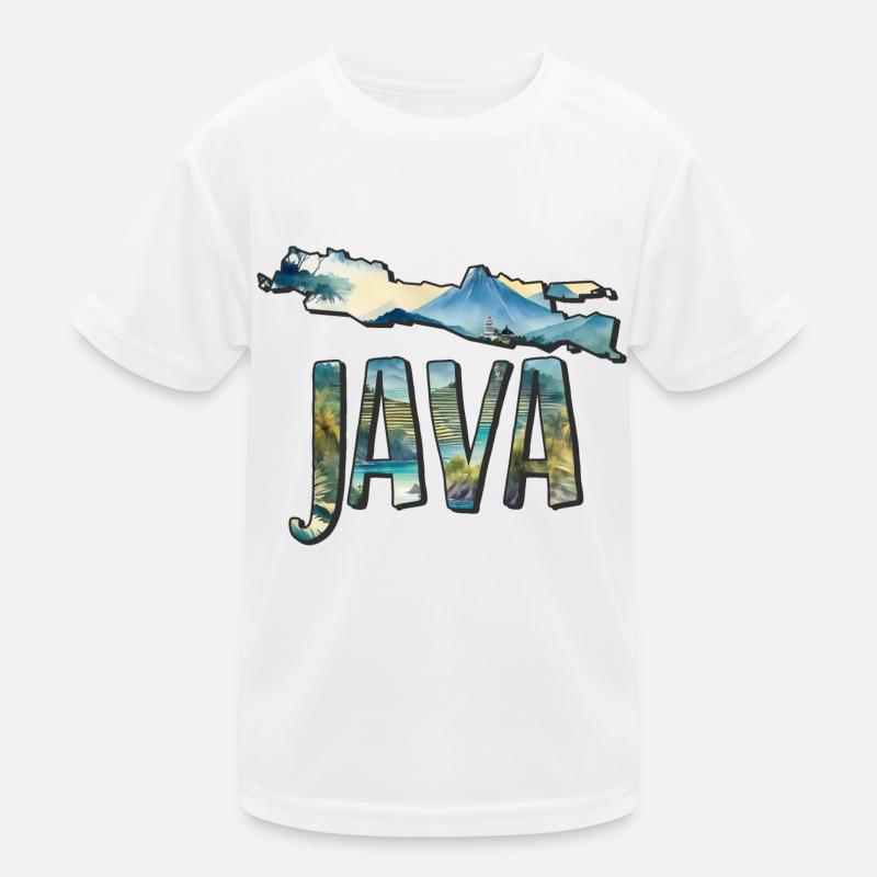 Aquarell Landkarte Java Kinder Funktions-T-Shirt