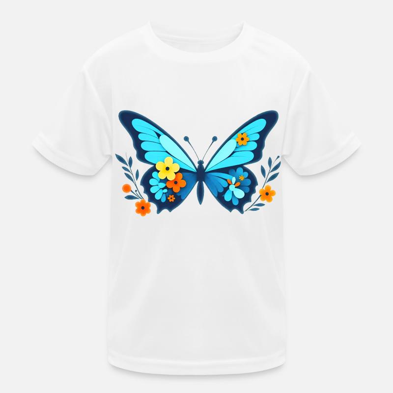 Falter mit Blumen Kinder Funktions-T-Shirt
