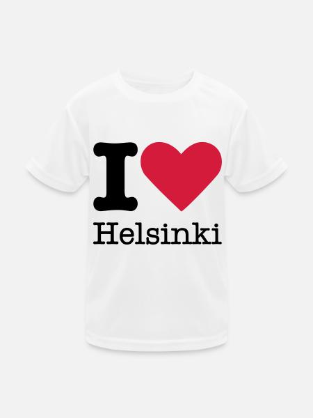 I Love Helsinki - Kinder Funktions-T-Shirt - Weiß