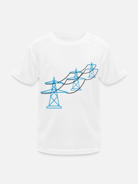 row pattern many track electricity mast power pole ele - Kids Functional T-Shirt - white - Front