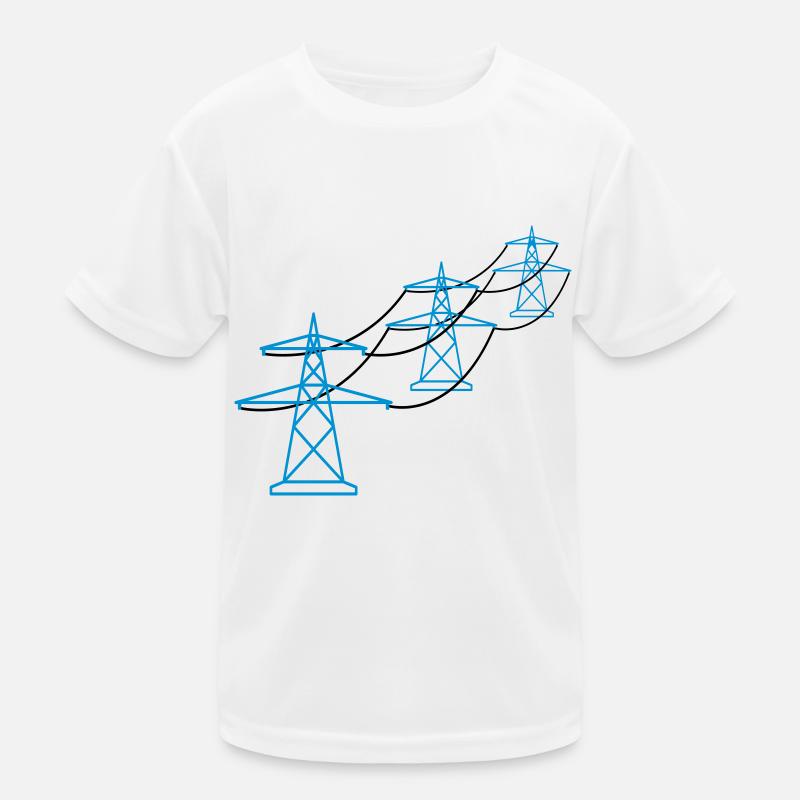 row pattern many track electricity mast power pole ele Kids Functional T-Shirt