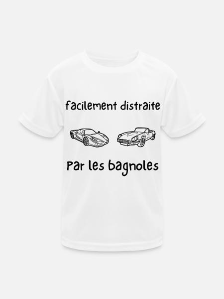 facilement distraite par les bagnoles - T-shirt sport Enfant - blanc - Devant