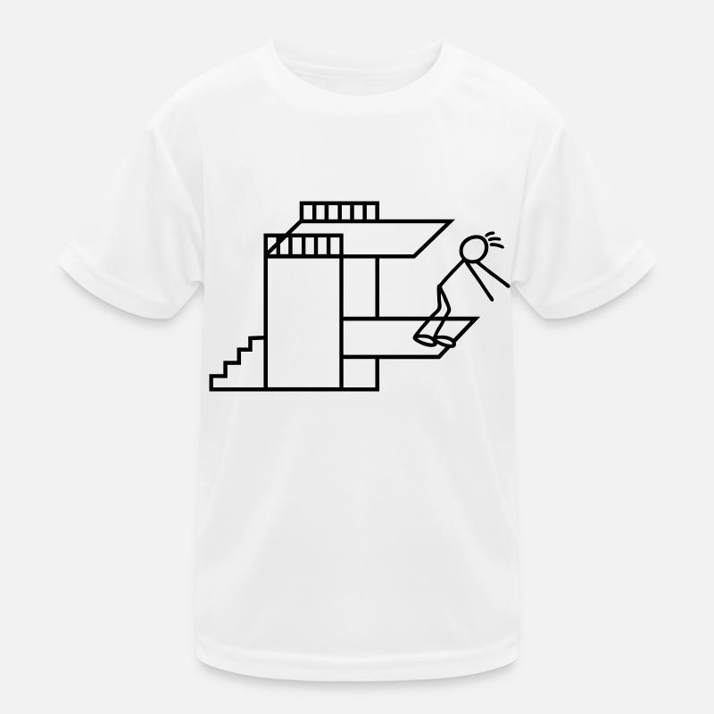 Sprung Sprungbrett Turmspringen Turmspringer Kinder Funktions-T-Shirt