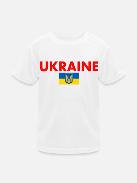 Ukraine - Kinder Funktions-T-Shirt - Weiß - Vorne