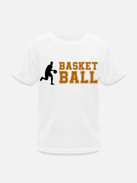 basketball - Kinder Funktions-T-Shirt - Weiß - Vorne