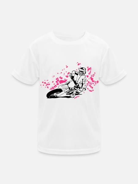 Supermoto - Kinder Funktions-T-Shirt - Weiß - Vorne
