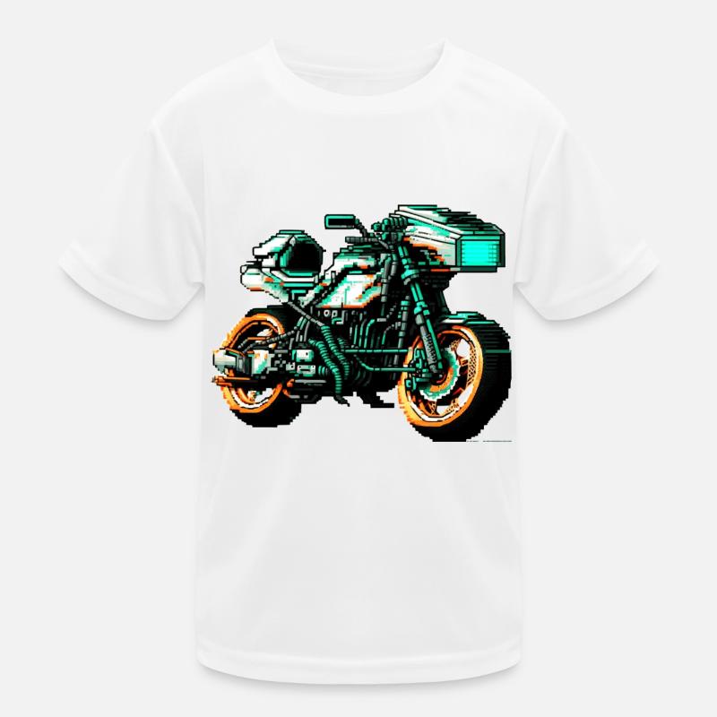 Racing machine motorcycle in great 8 bit graphics Kids Functional T-Shirt